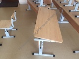 Стол ученический двухместный регулируемый по высоте с углом наклона столешницы с выемками МДФ